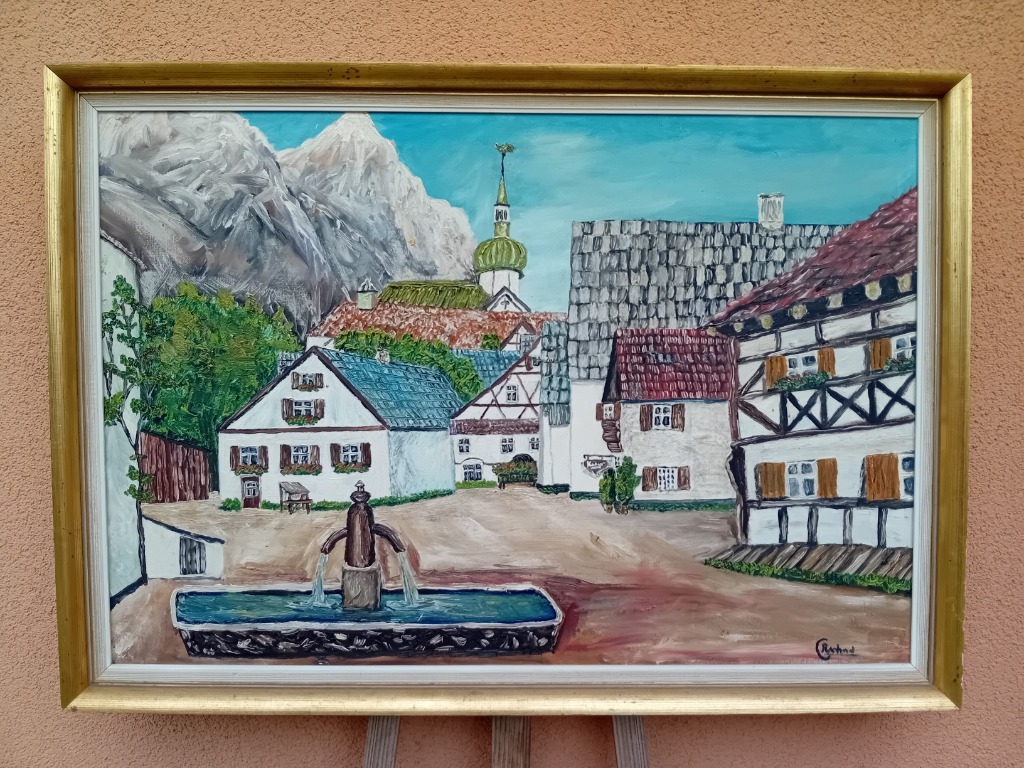 STARY DUŻY OBRAZ OLEJNY NA PŁÓTNIE sygnowany