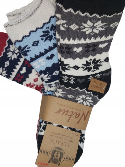 

3 x Alpaka Skarpety Grube Termo Ciepłe Wełna 35-38