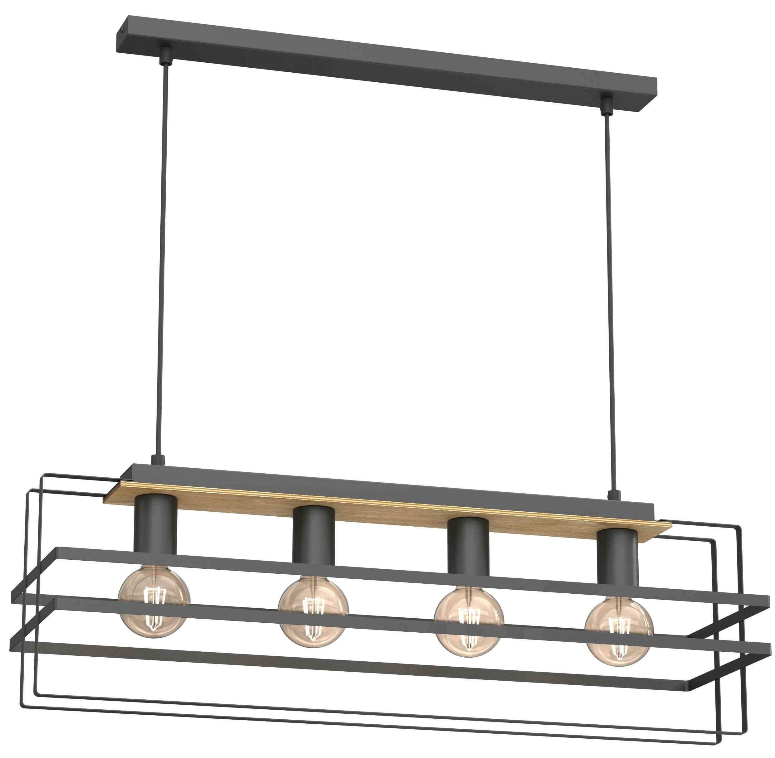 Závesná stropná lampa Kortez čierna hnedá 4xE27 moderná do obývačky