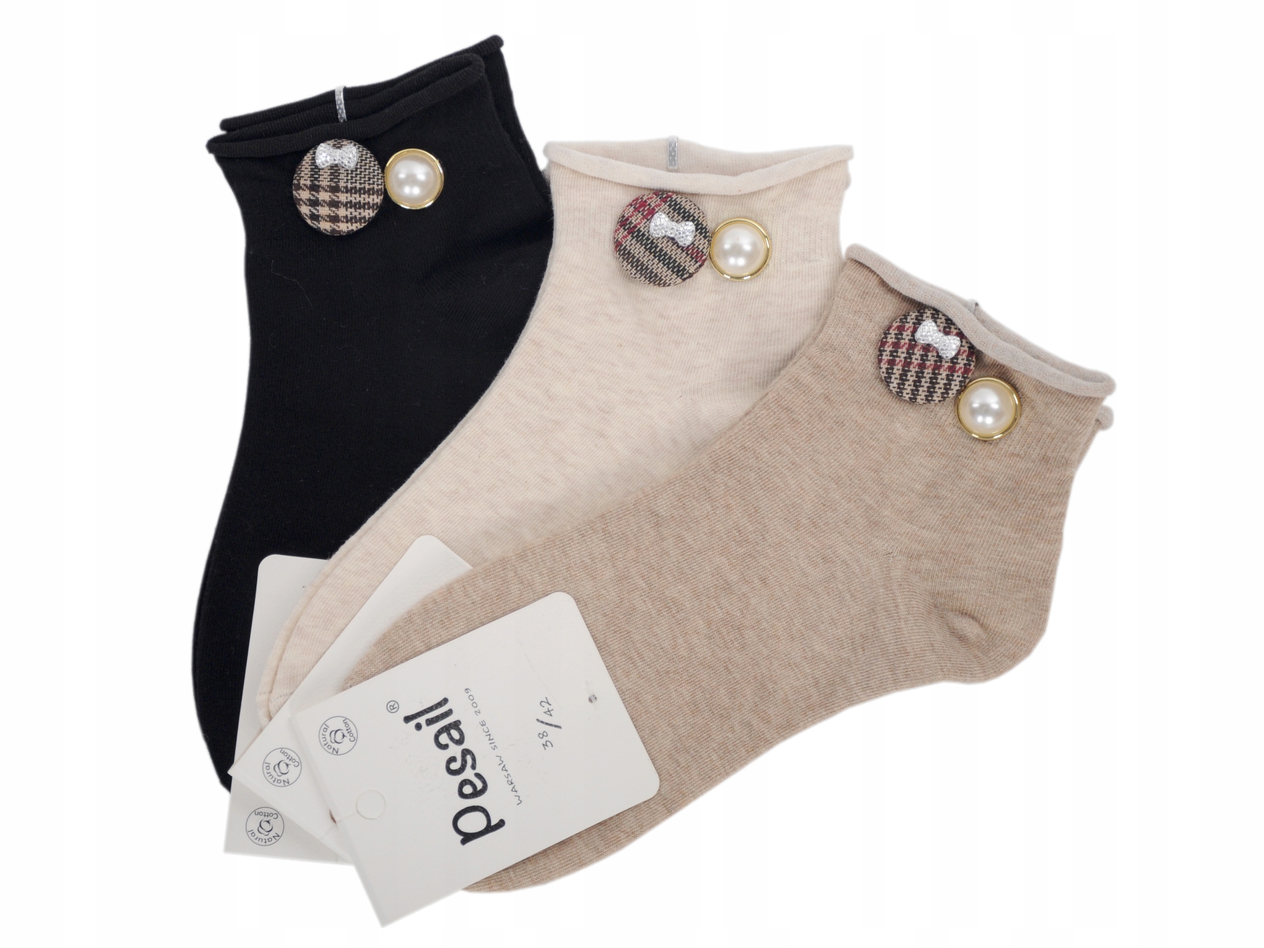 

Skarpetki Stopki Bawełniane Damskie Perełka Guzik