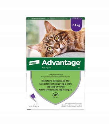 Krople Advantage na pchły od 4kg 4x0,8ml