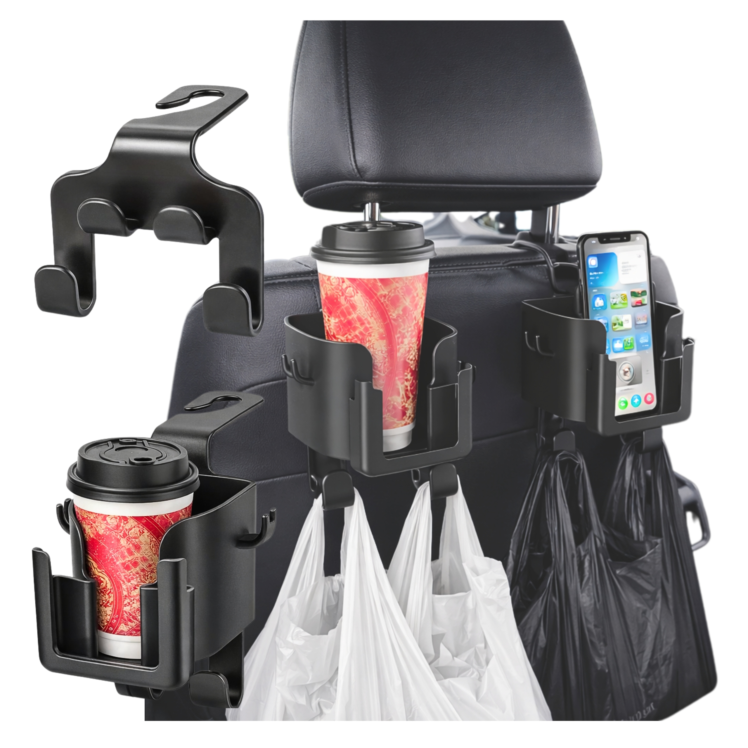 Zestaw Uchwytów na Kubki Do Samochodu Uchwyt Organizer Na Zagłówek 2 szt.