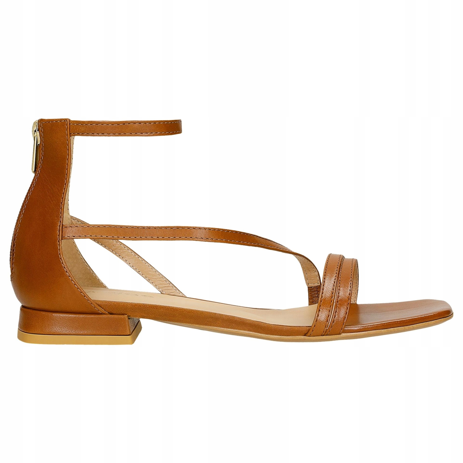 Hnědé dámské sandály z hladké kůže, velikost vel.