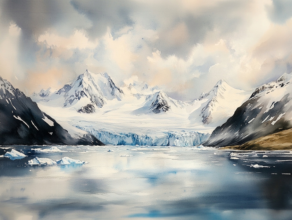 Obraz Na Plátně Canvas Krajina Pohled Na Hory Jezero Ledovec Sníh Led 100x75