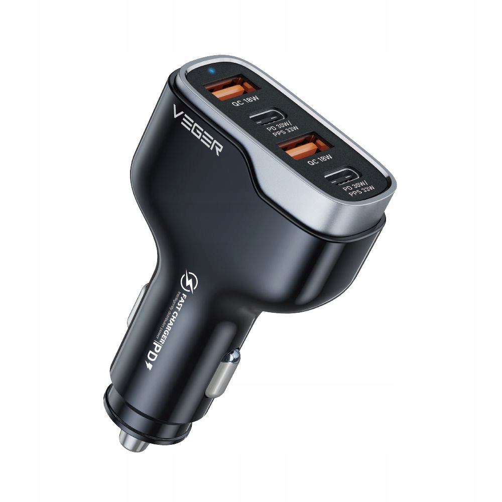 Ładowarka samochodowa Veger 2 x Usb A 2 x Typ C Pd Qc 3A 66W CC53-2A2C