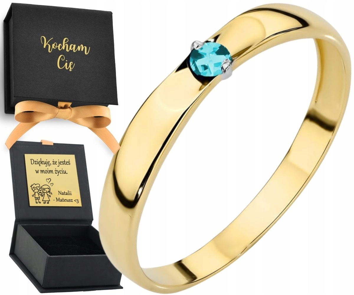 Zlatý Prstýnek S Kamenem V Barvě Aqua 585 Modrý Zirkon Dárek