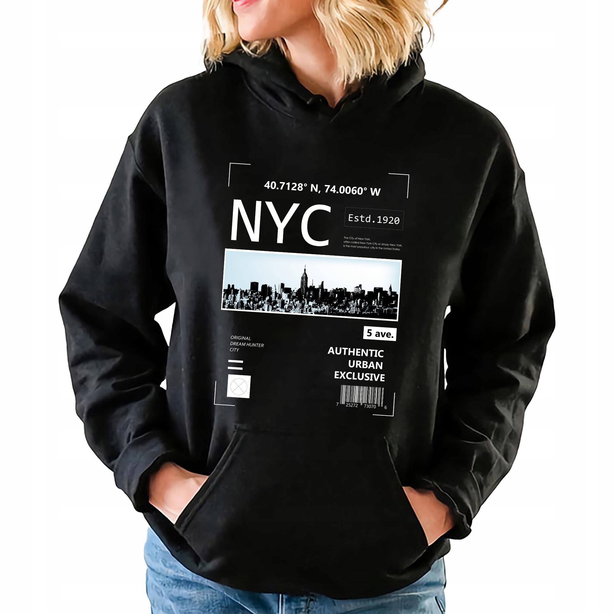 Mikina S Kapucí Černá Authentic Urban Pro Mládež Stylové Trendy Wz S