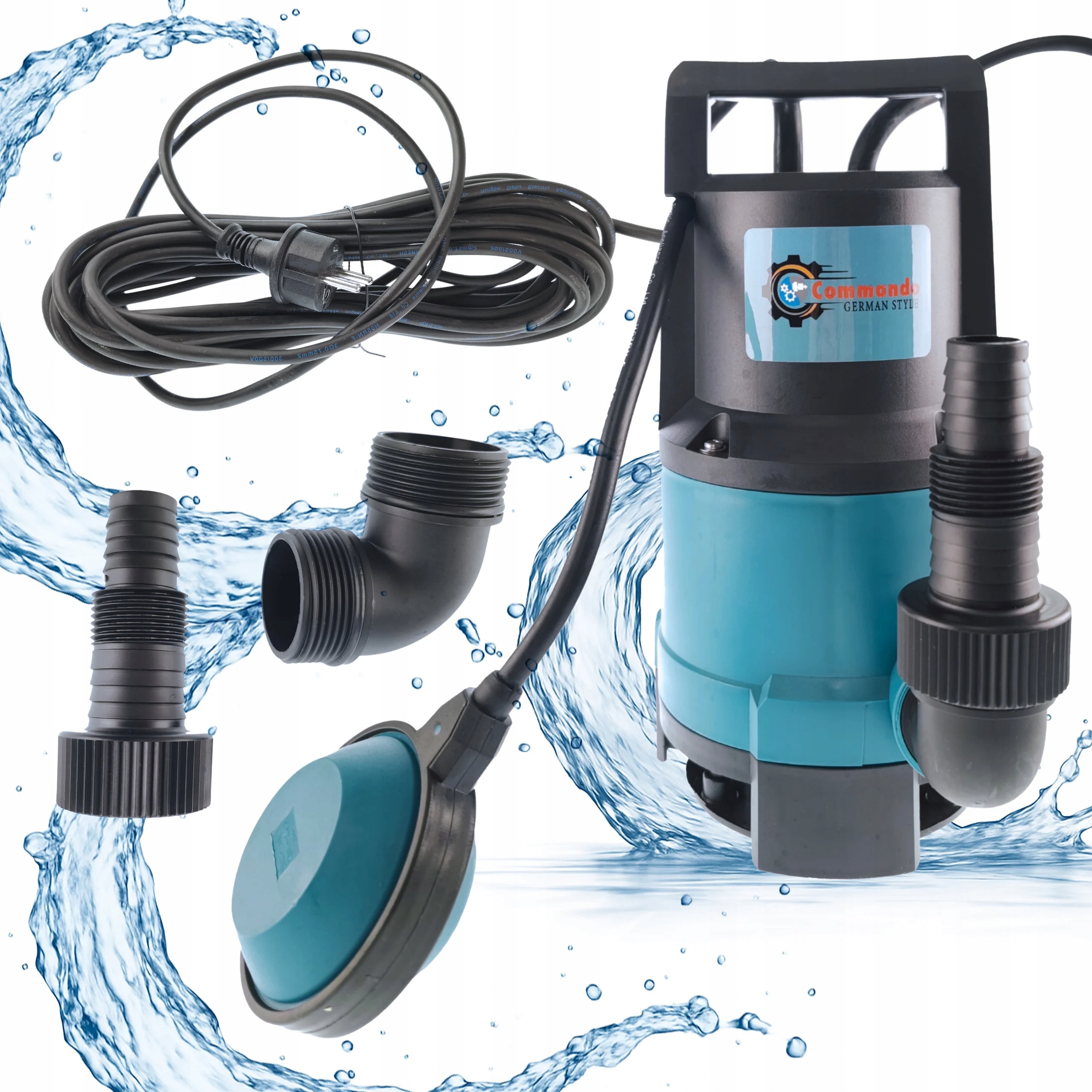 Mocna Pompa do Brudnej Wody|2850W, 8000 L/H|Do Szlamu i Ścieków, Zatapialna