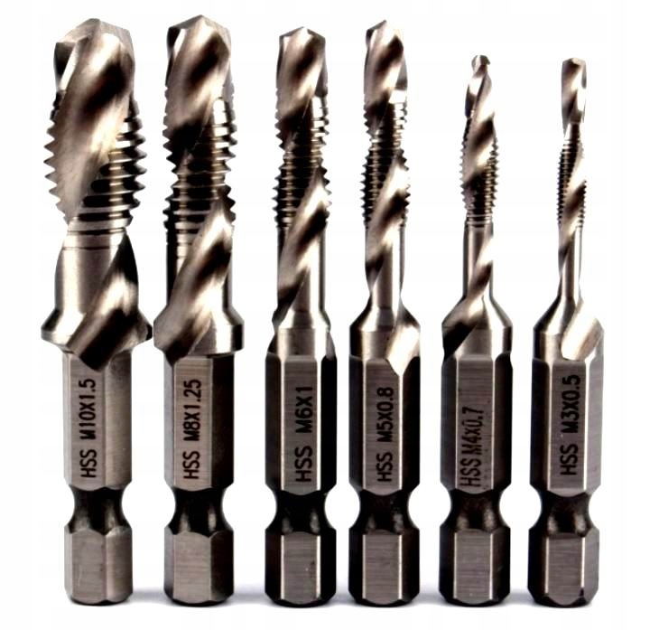 WIERTŁA GWINTUJĄCE HSS M3 - M10 GWINTOWNIKI 6 EL.