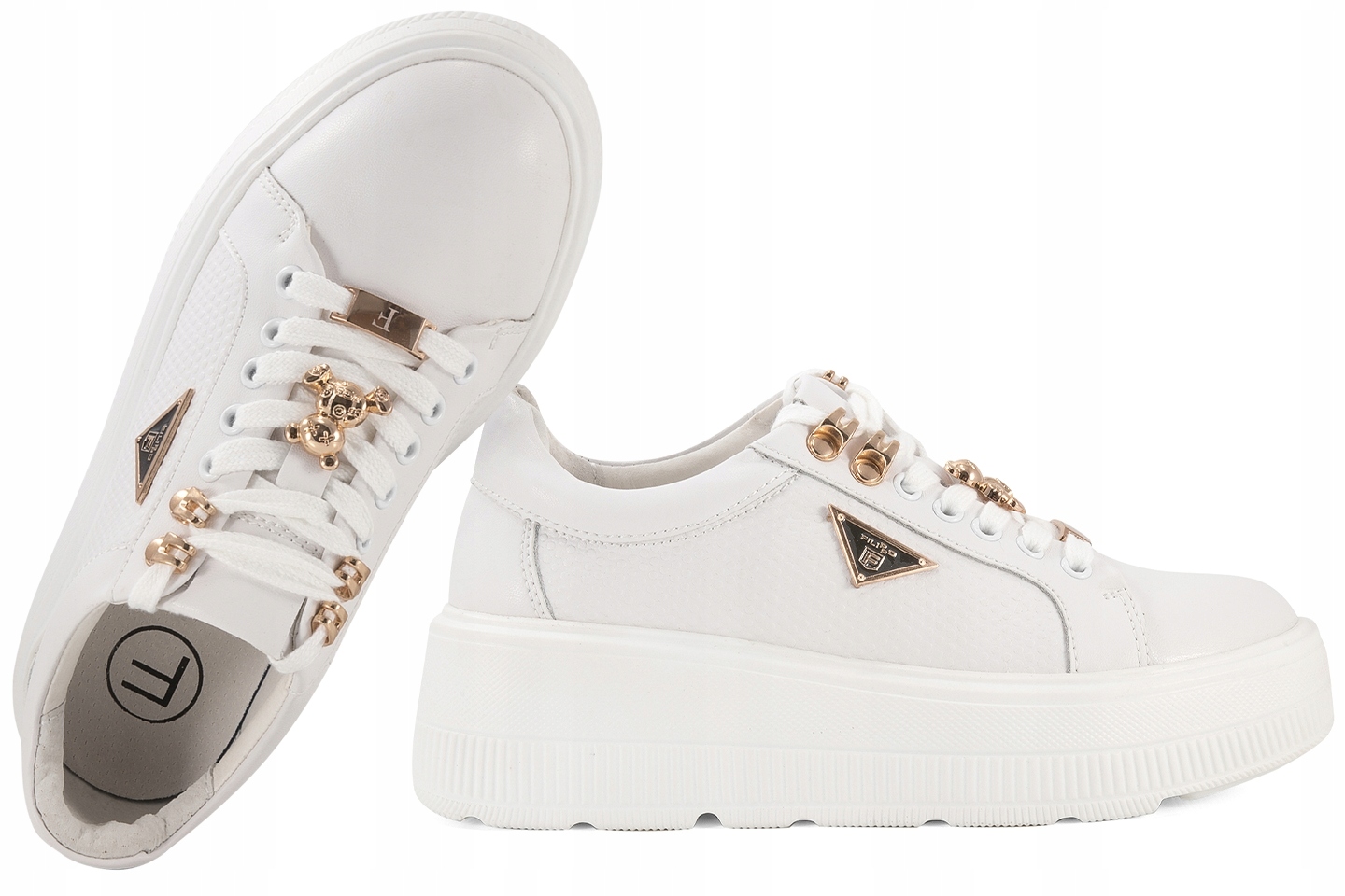 Filippo DP6382 Polobotky Tenisky Na Platformě Kůže bílé 39