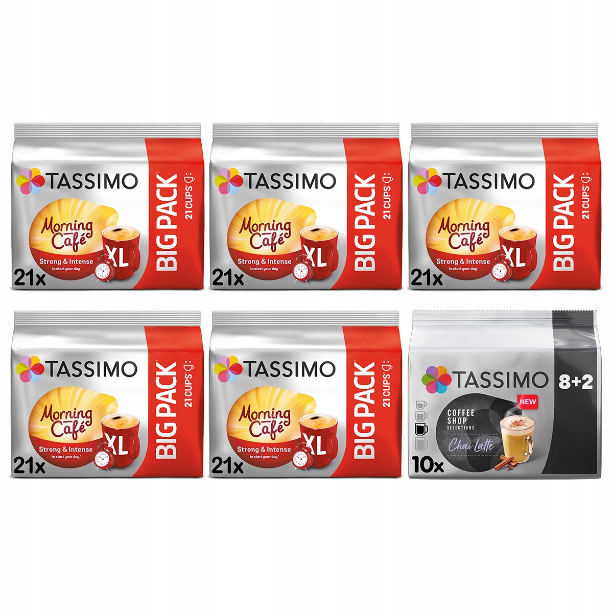 Kapsułki Tassimo Morning Cafe Strong&Intense, Chai Latte 5+1 Gratis!