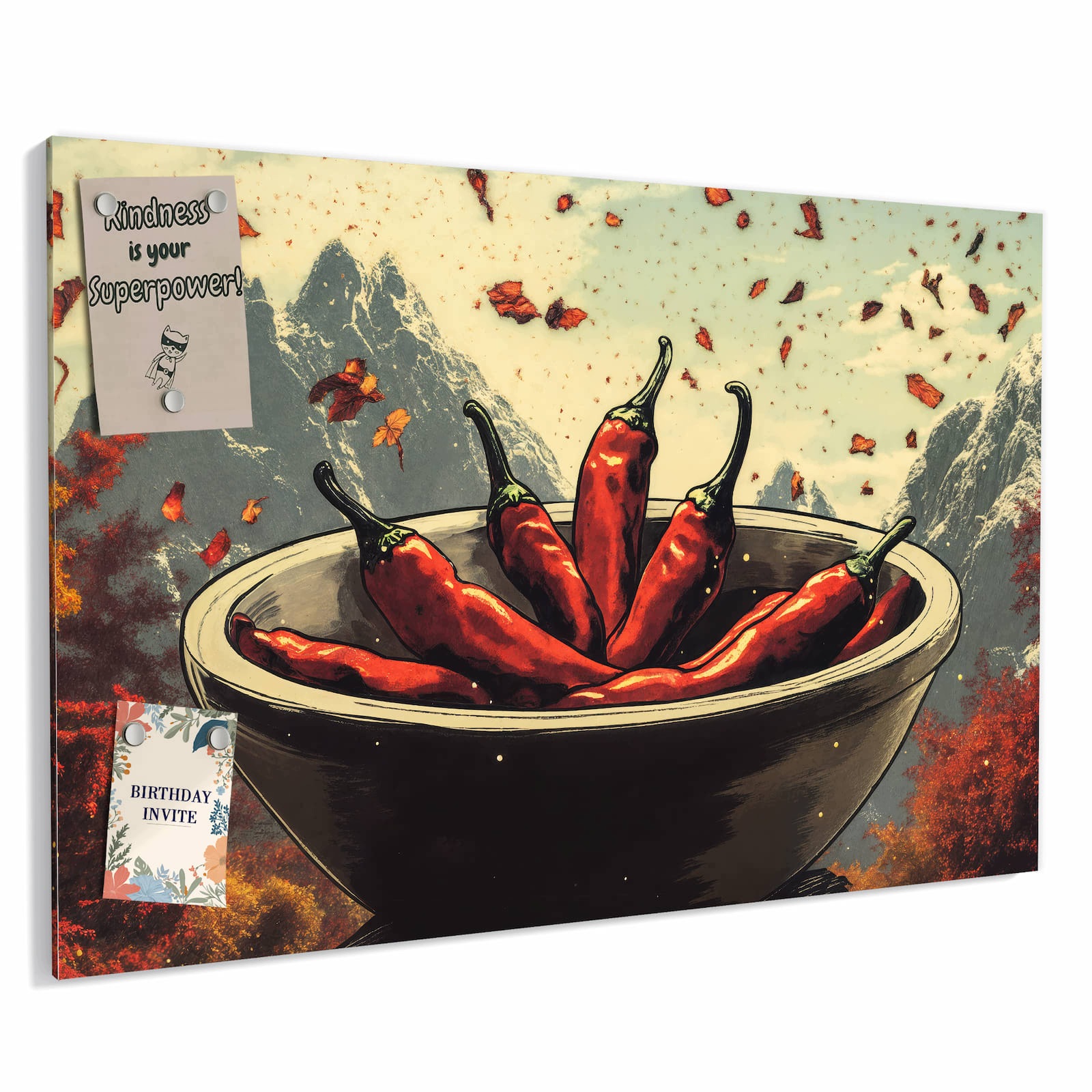 Magnetická tabule Svěží Papryczki chili 60 × 40 cm