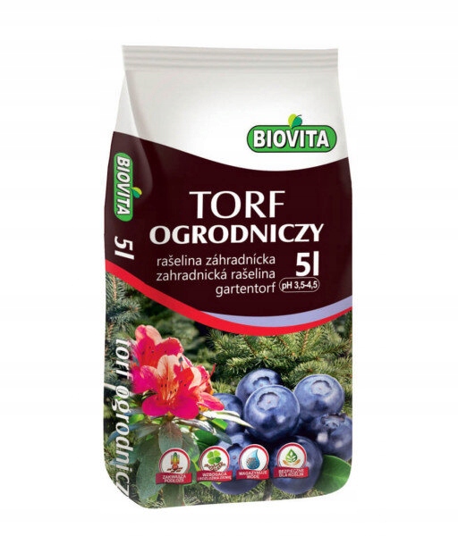 

Torf ogrodniczy kwaśny Biovita 5 L pH 3,5-4,5