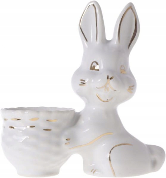 

Kieliszek ceramiczny zając na jajko biały -złoty p