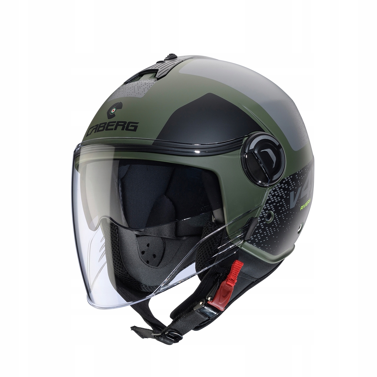 Caberg Otvorená Prilba Jet S Blendou Model Riviera V4X Alpha Farba Zelená/čierna