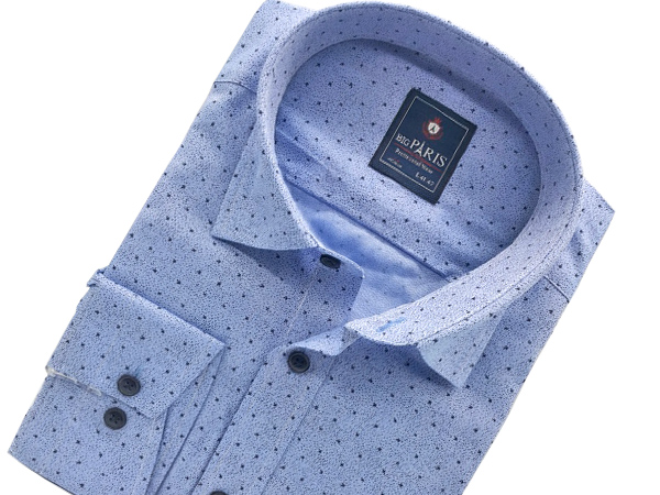 

Niebieska We Wzory Modna Koszula Slim Fit L 41/42