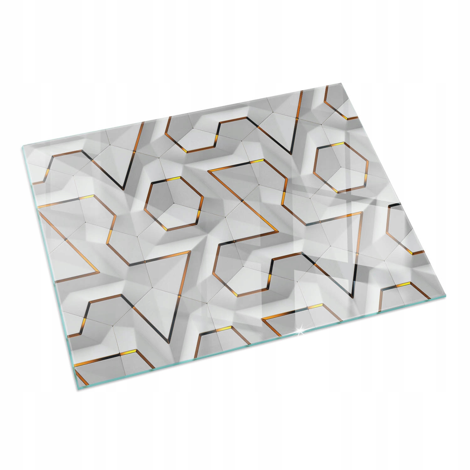 Ochranná skleněná kalená podložka pod kozu Geometrický 3D vzor 60x40 cm