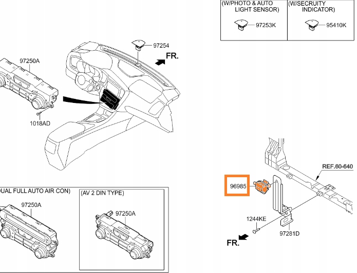 CZUJNIK TEMPERATURY ZEWNĘTRZNEJ KIA HYUNDAI Numer katalogowy części 96985-3X000