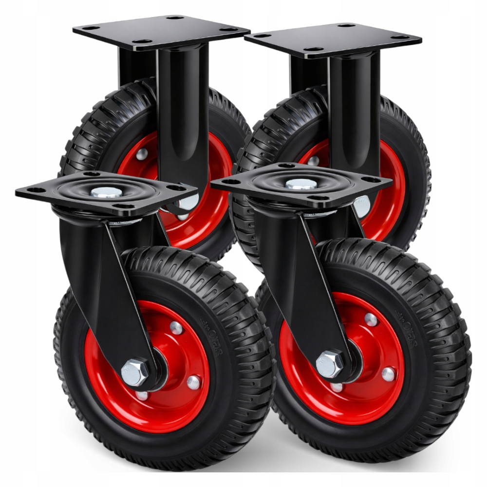 Přepravní vozík Kolečka Komplet Gumové Plné 160mm 600kg Pevné Set 4ks