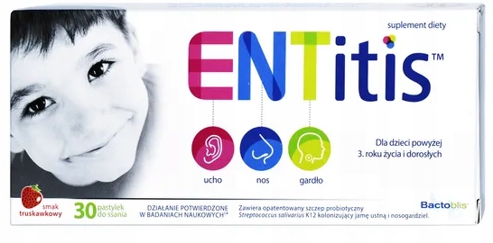 ENTitis smak truskawkowy pastylki do ssania 30 szt. 3+