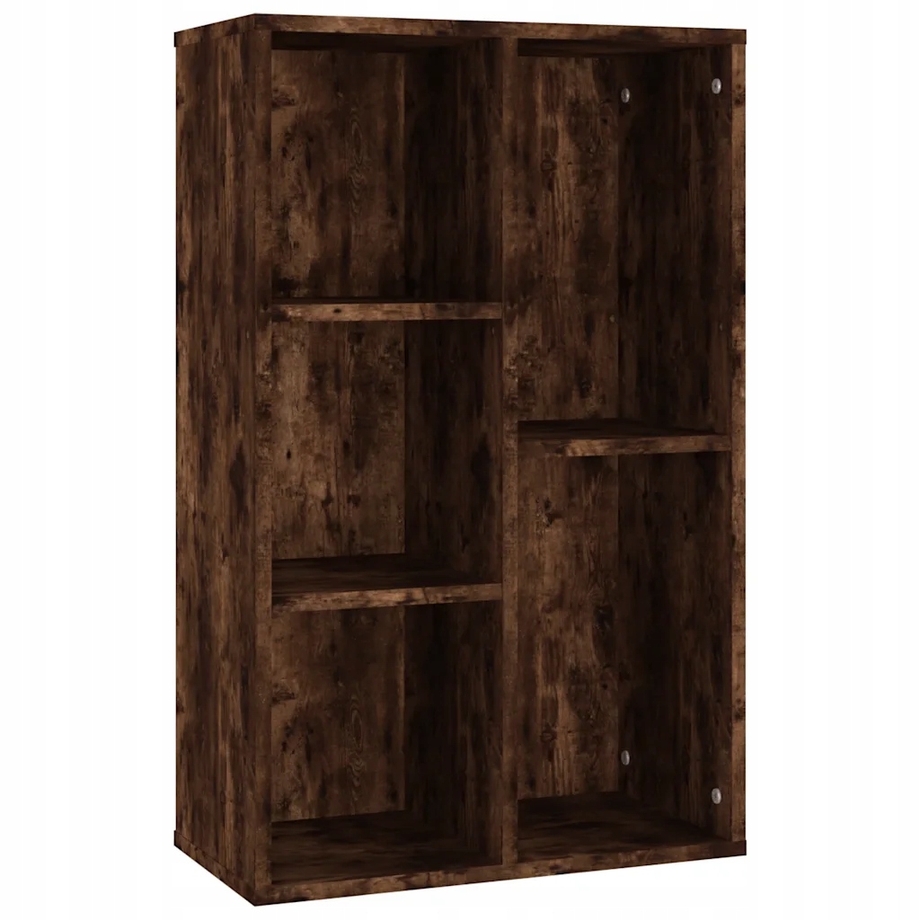 Regál/knihovna s 5 přihrádkami, kouřový dub, 50 x 25 x 80 cm
