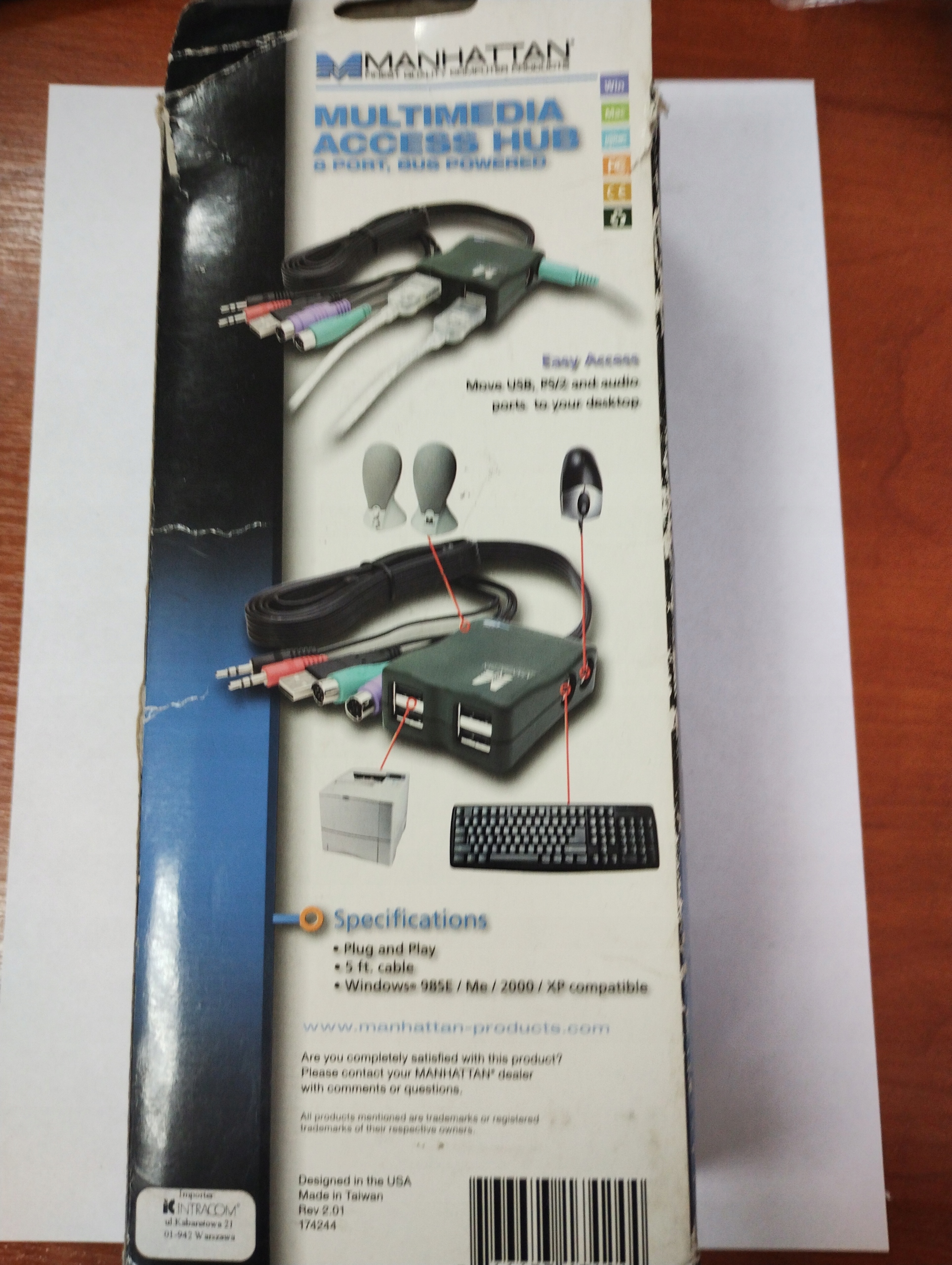 Multimedialny HUB komputerowy Manhattan PS2, USB, AUDIO - do retro pc