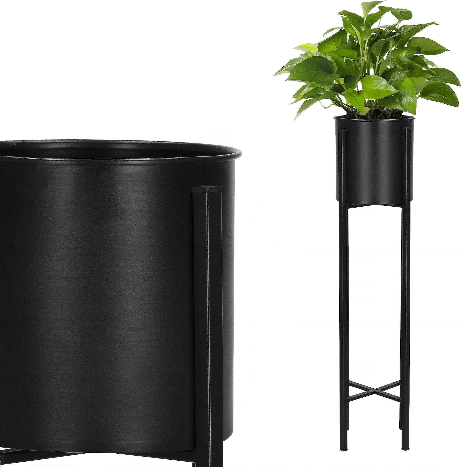 Moderní Držák Na Květináč Kovový Stojan Na Květiny 74 cm Loft Černý