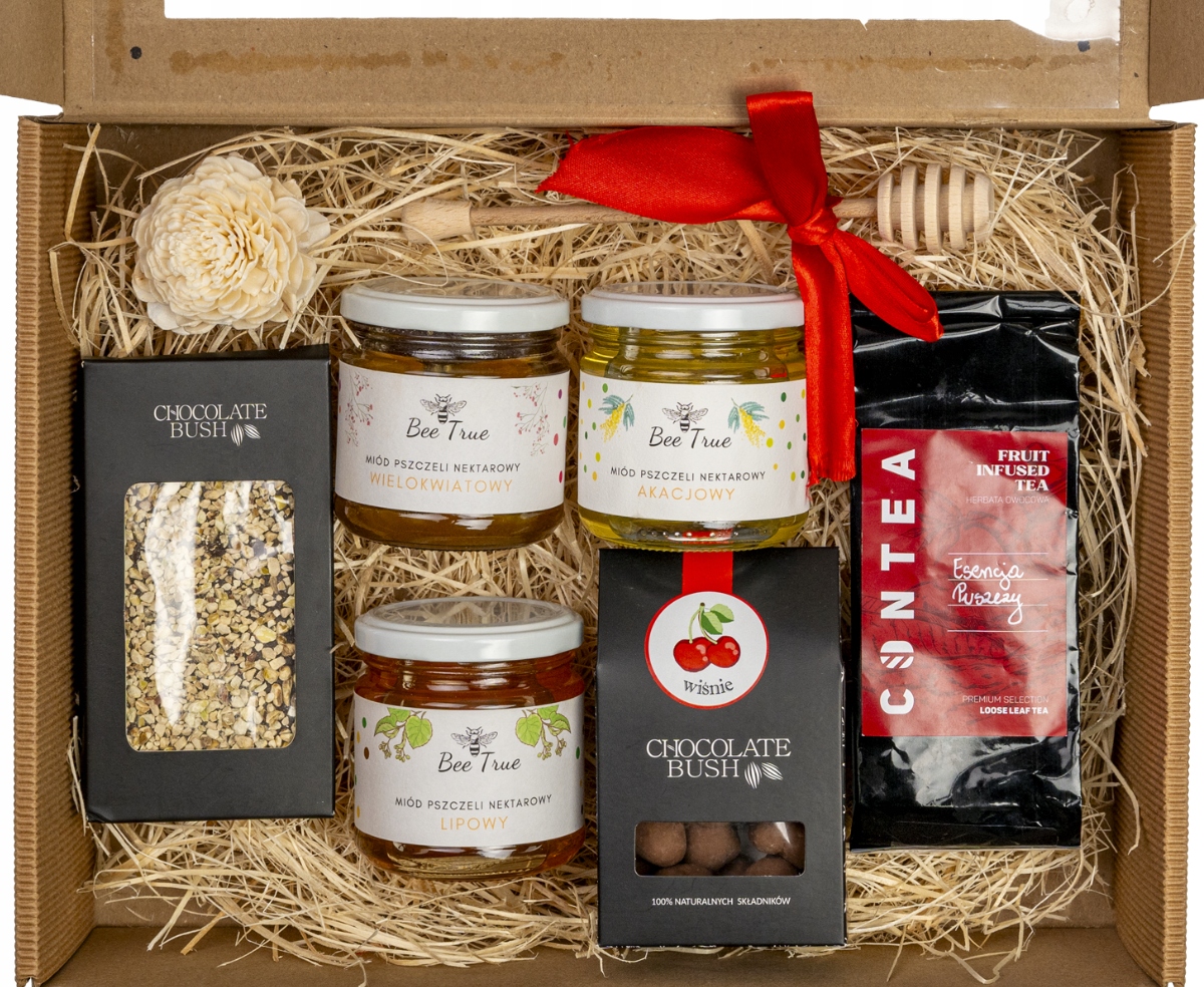 Dárková sada: 3 x med 250 g, Čaj, višně, čokoláda CRAFTOVÁ#84