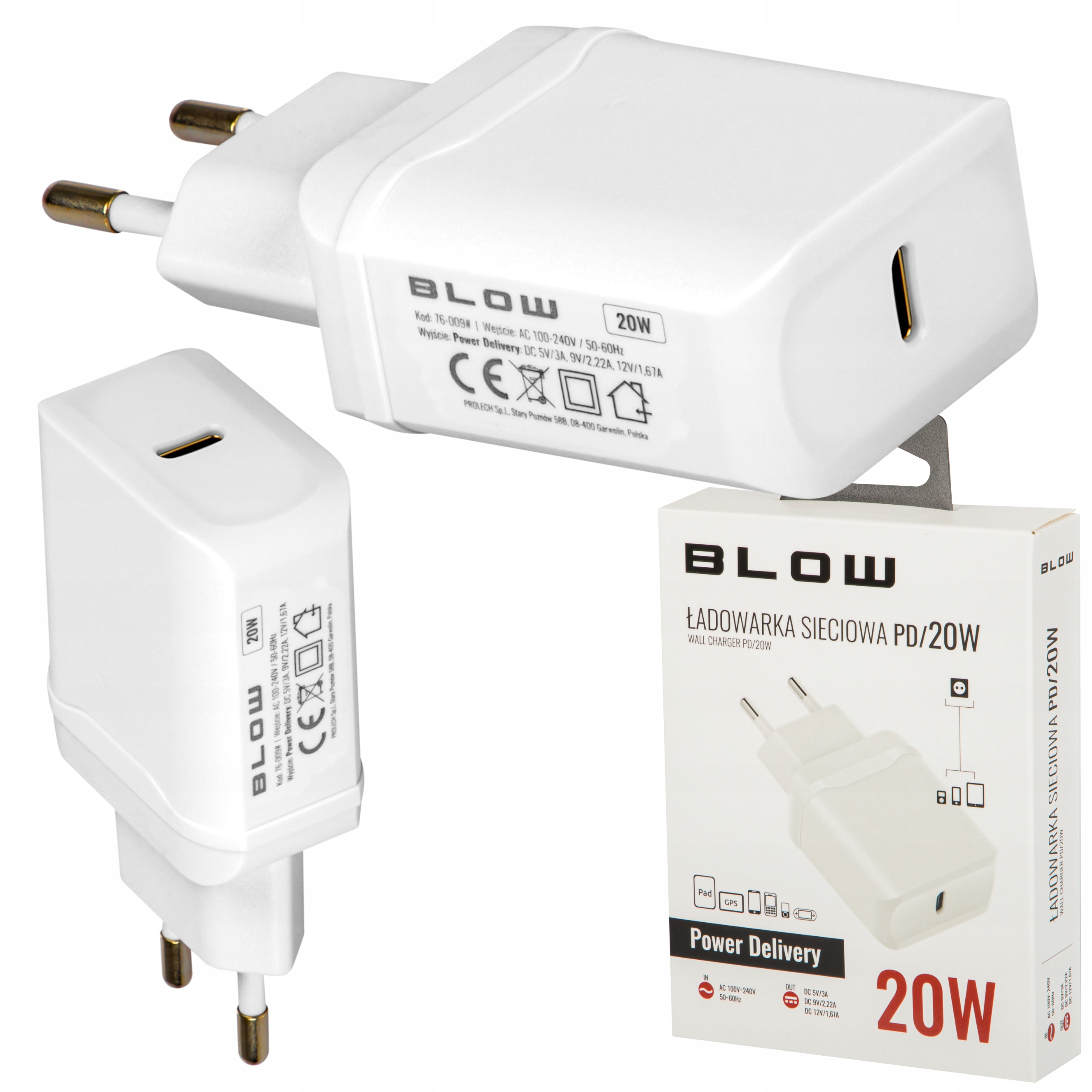 SZYBKA ŁADOWARKA SIECIOWA DO IPHONE TELEFONU KOSTKA USB-C PD QC 3.0 20W