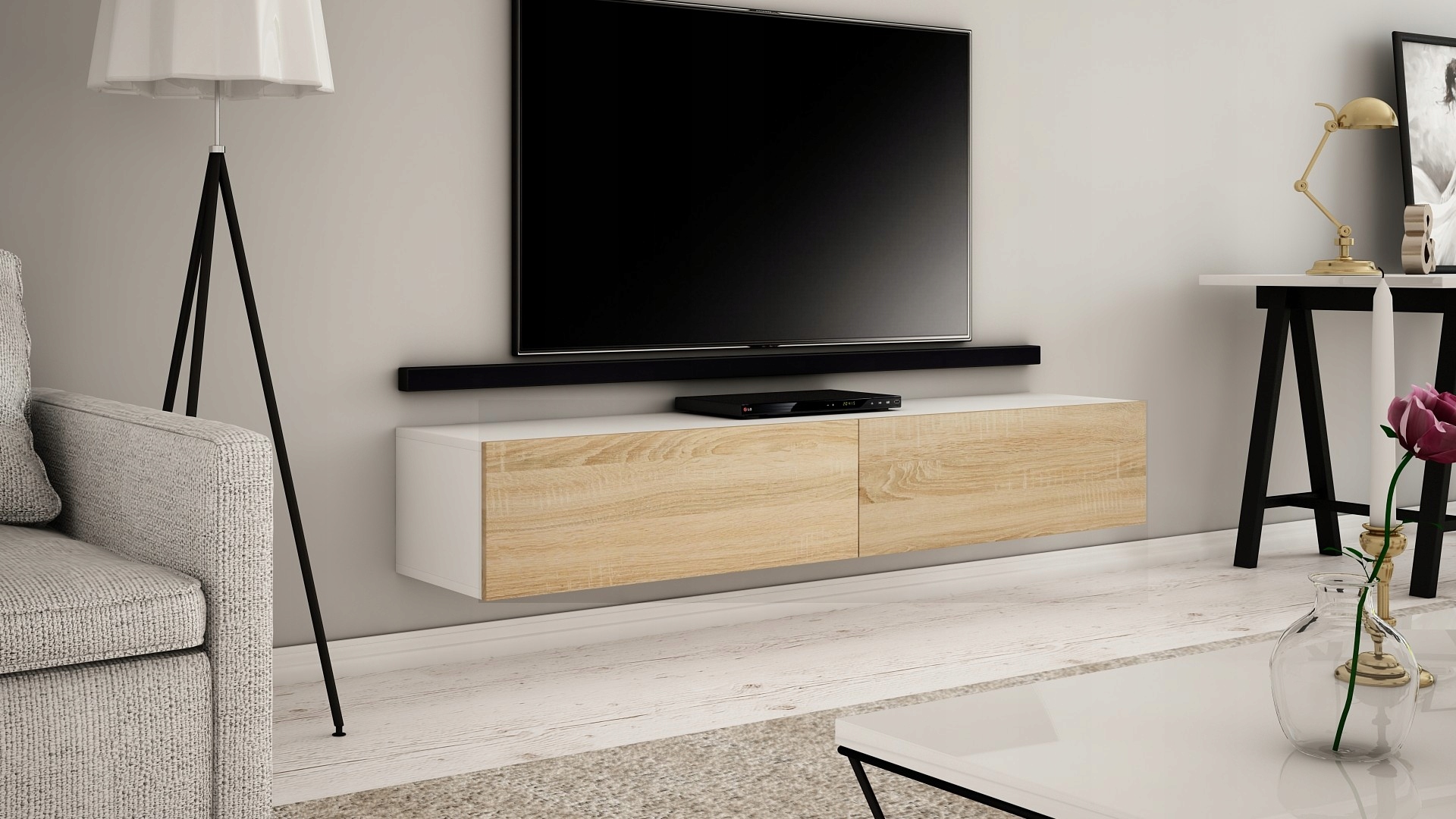 WISZĄCA SZAFKA RTV 180 CM MAT, RÓŻNE KOLORY! Głębokość mebla 35 cm