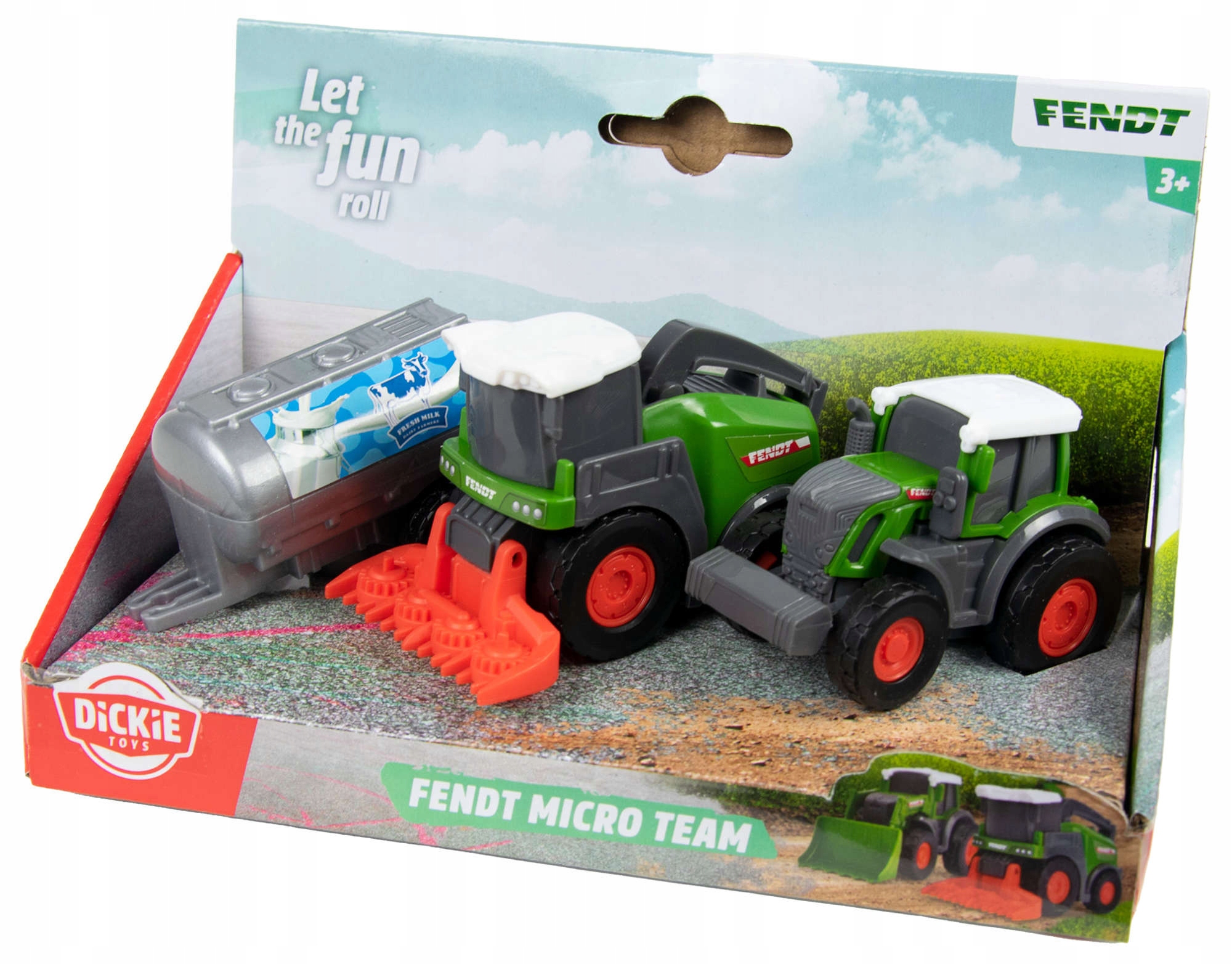 

Zestaw 3 Mini Pojazdów Mleczarka Kombajn Traktor