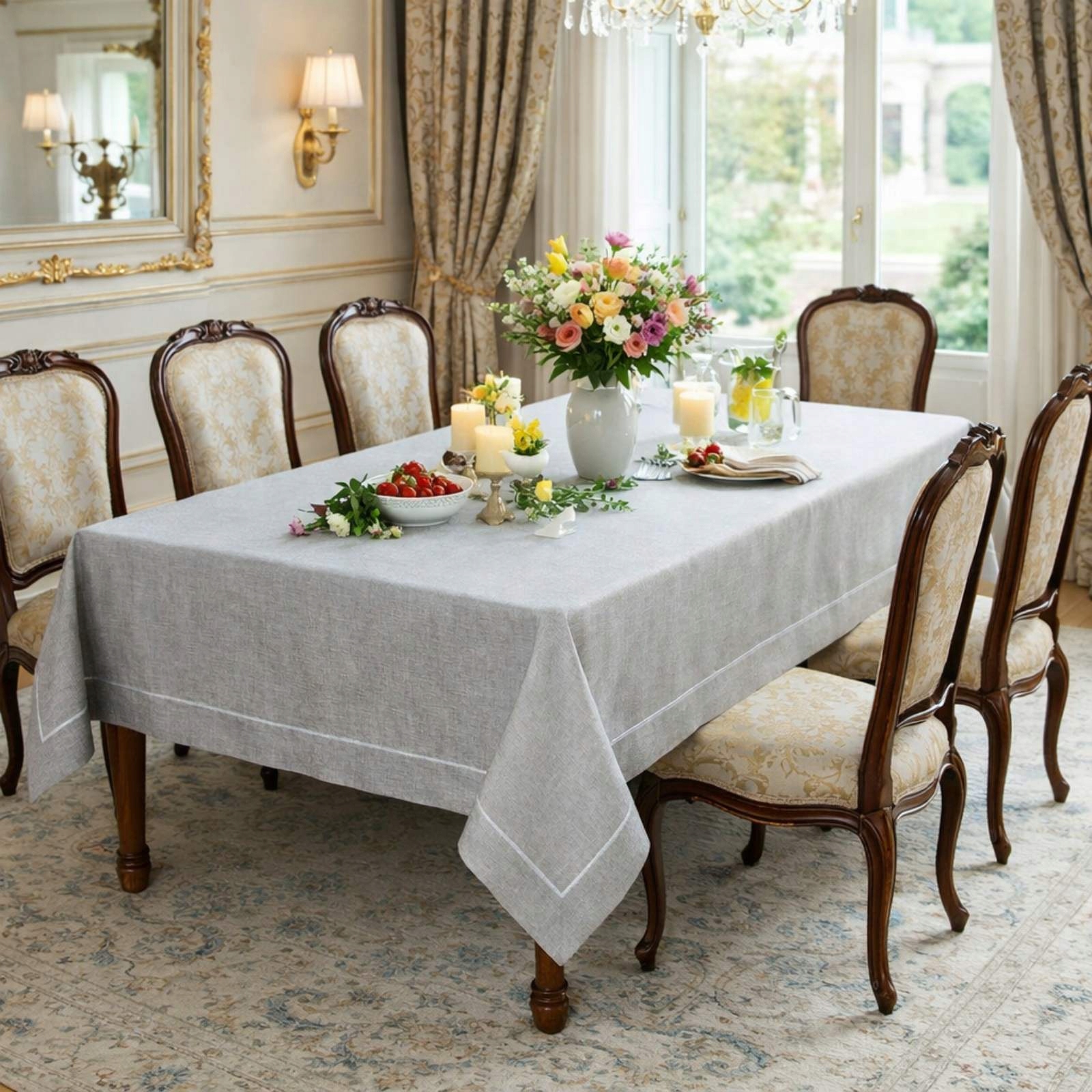 Obrus Prostokąt Plamoodporny 140X200 CM Siwy Srebrem -DA38 Szary