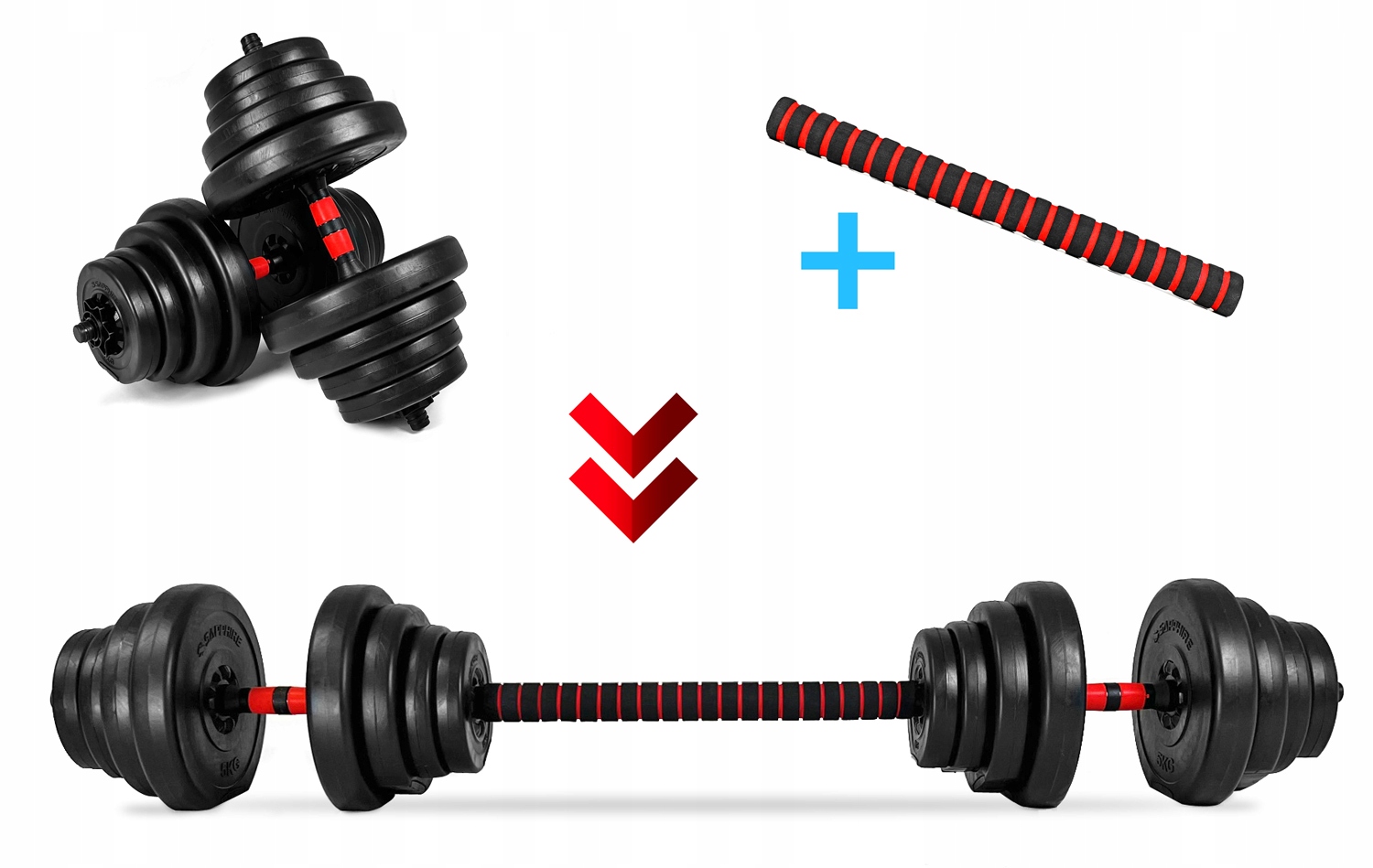 HANTLE REGULOWANE 2x10kg KETTLEBELL z funkcją sztangi SKAKANKA zestaw 20kg Marka bez marki