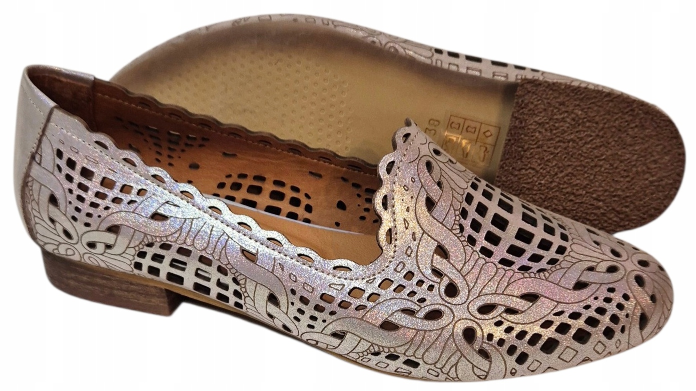 Modo 944 904 Ažurové balerínky opalizující a třpytící se kůže vel.39