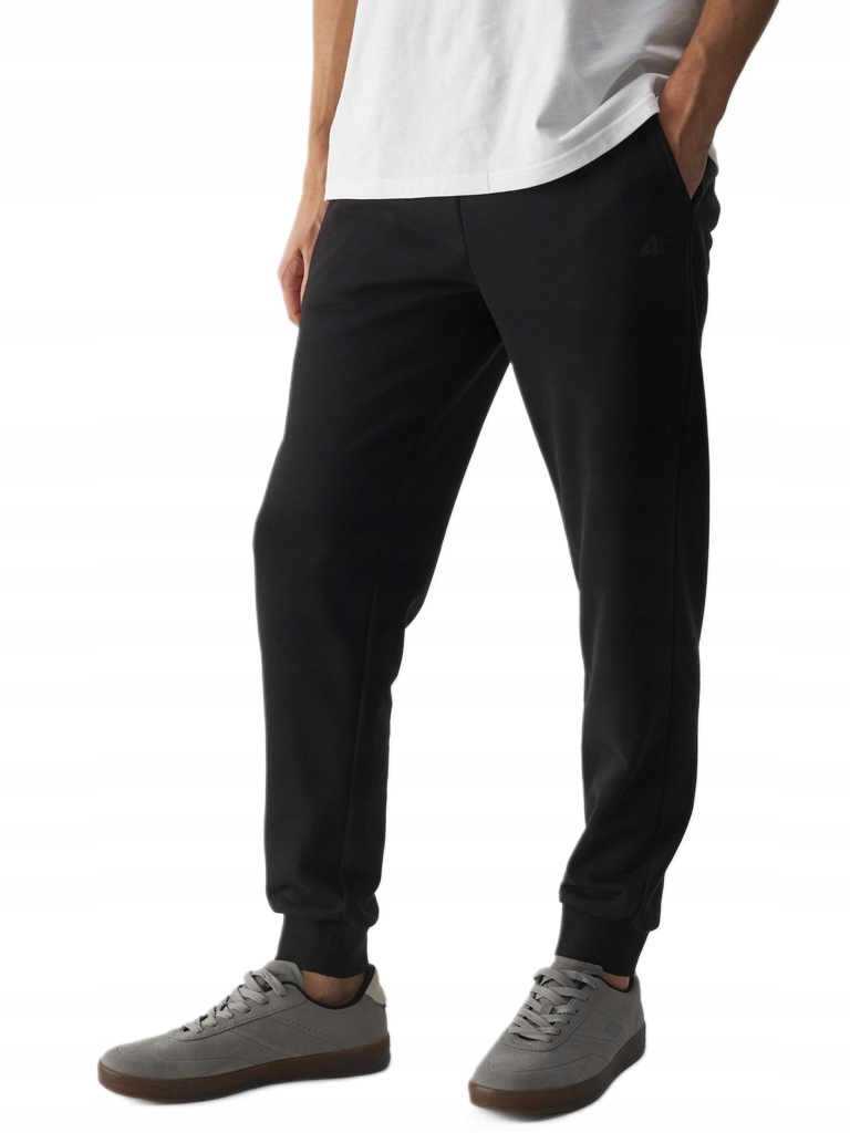 Spodnie Dresowe 4F Męskie Czarne Bawełnianie Sportowe Joggery r.3XL