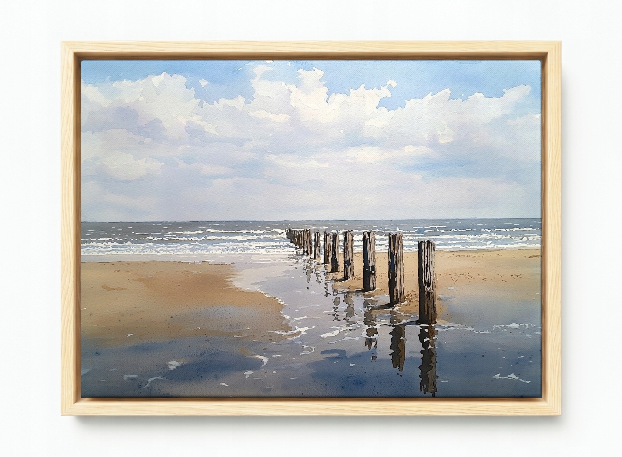 Obraz Rám Americký Box Pláž Moře Pale Falochron Baltyk Natura 120x80
