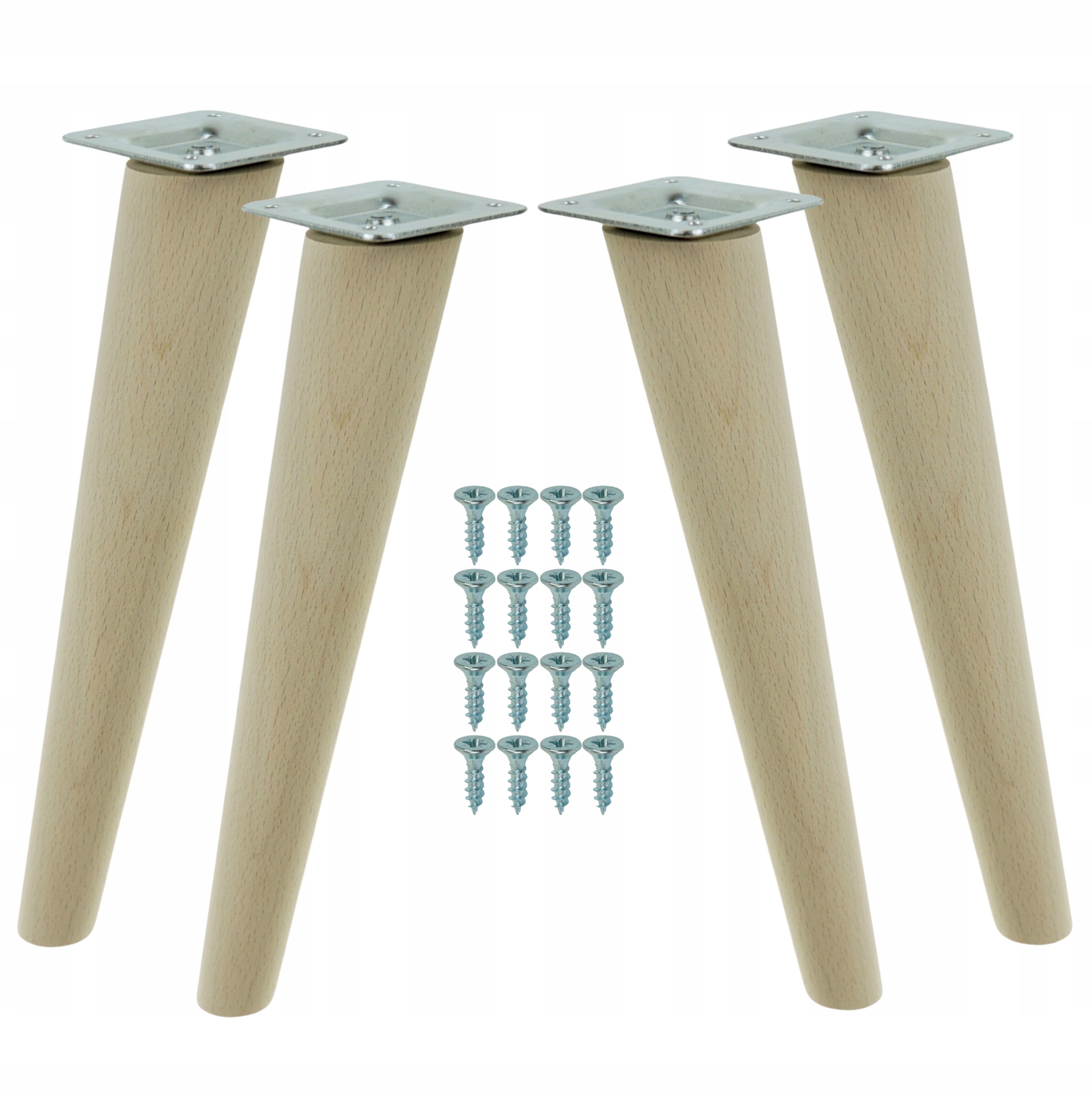 Dřevěné nohy, nohy nábytkové, nohy nábytkové bukové, šikmé, sada 45 cm