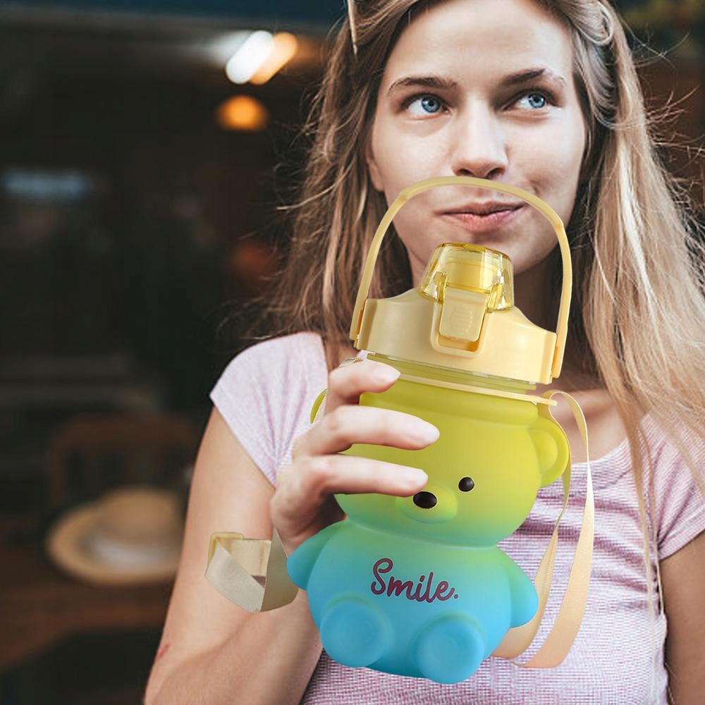 Butelka Bidon Na Wode Kubek Dla Dzieci Do Szkoły Przedszkola Miś 800ml Wiek dziecka 2 lata +