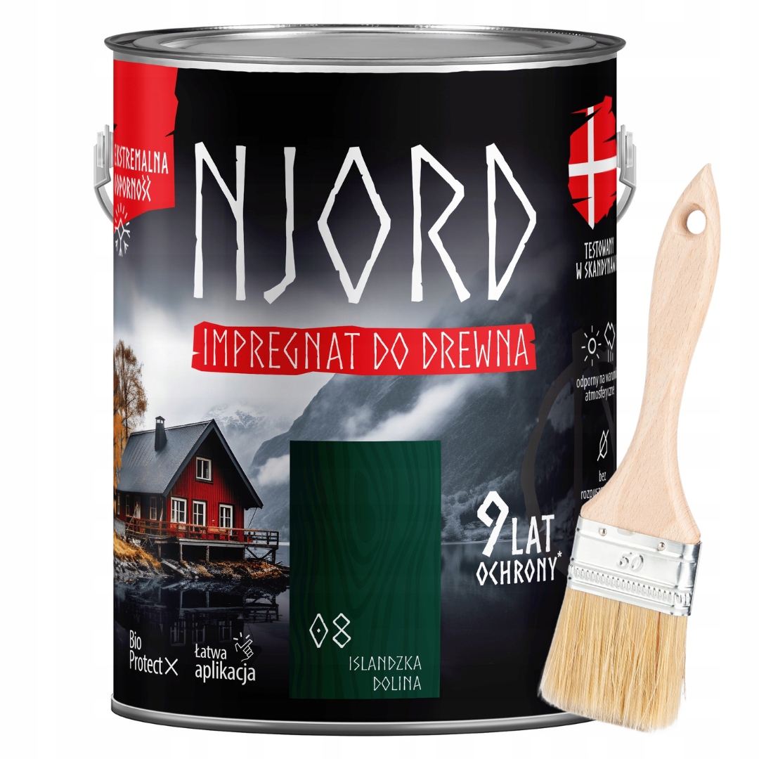 Njord Ochranný Impregnační Přípravek Na Dřevo 5 L Islandská Dolina Štětec 50 MM