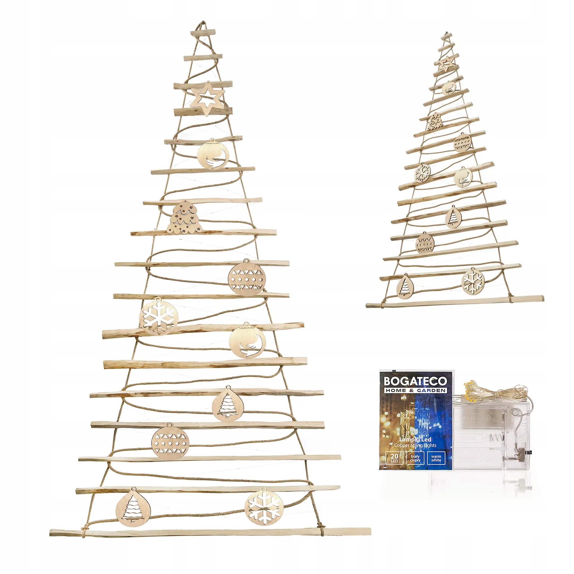 Vánoční stromek Lískový Závěsný 205 cm Led S Ozdobami, Plochý stromek