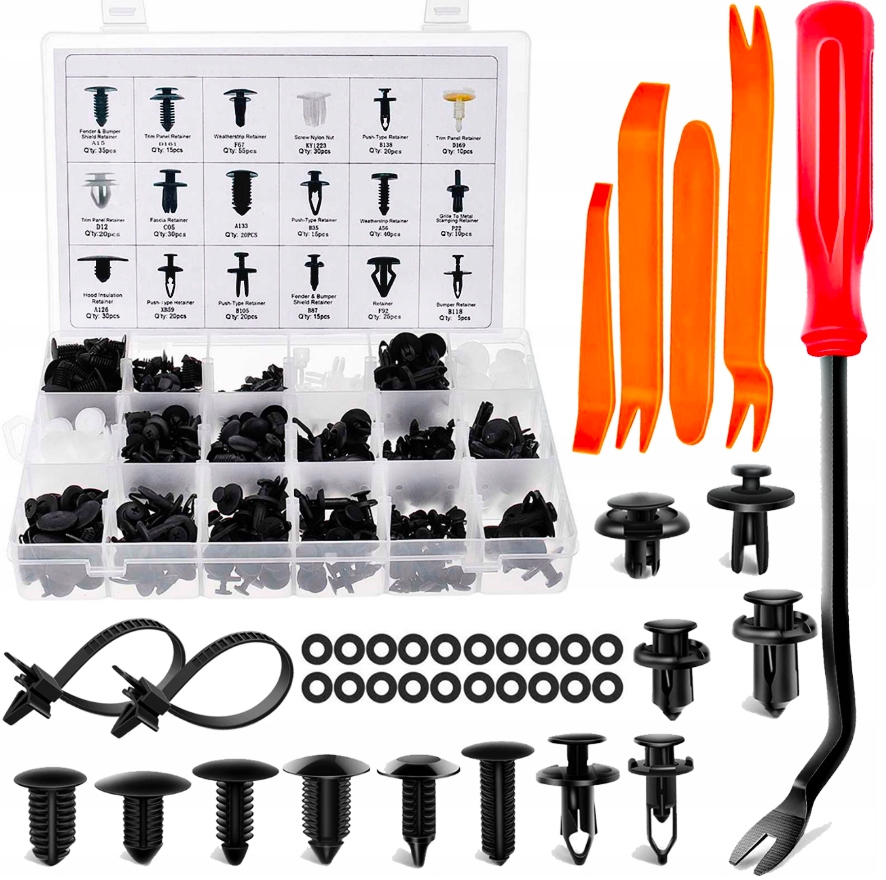 SPINKI KOŁKI KLIPSY SAMOCHODOWE DO TAPICERKI 445el ZESTAW SPINEK KOŁKÓW