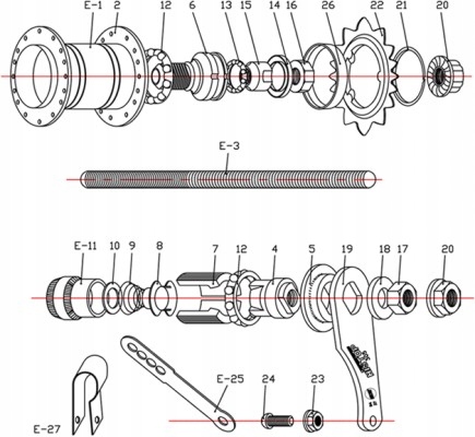 Piasta Torpedo Quando 24-otw + części montażowe Stan opakowania brak opakowania