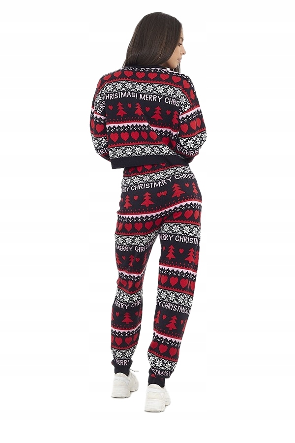 SWETER ŚWIĄTECZNY ZESTAW Z SPODNIAMI ŚWIĄTECZNE S Wzór dominujący świąteczny