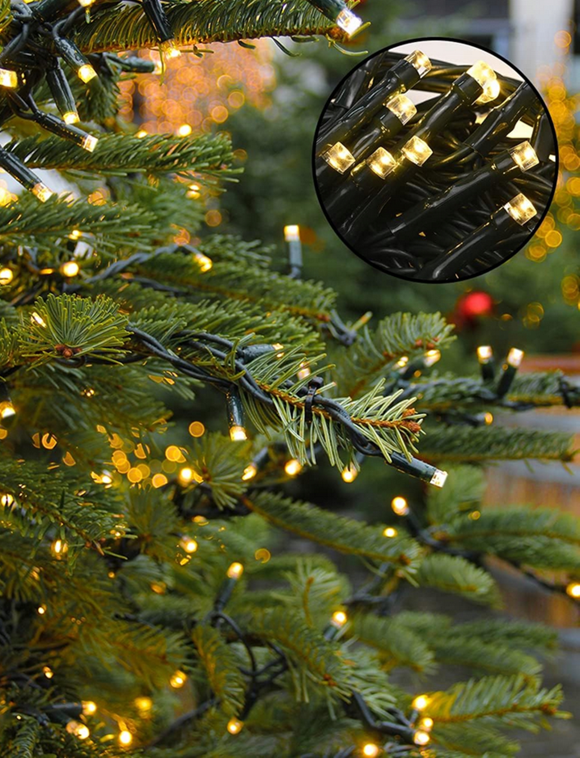 LAMPKI CHOINKOWE SOLARNE DEKORACYJNE ZEWNĘTRZNE GIRLANDA 100 LED ŚWIĄTECZNE Kolor lampek biały