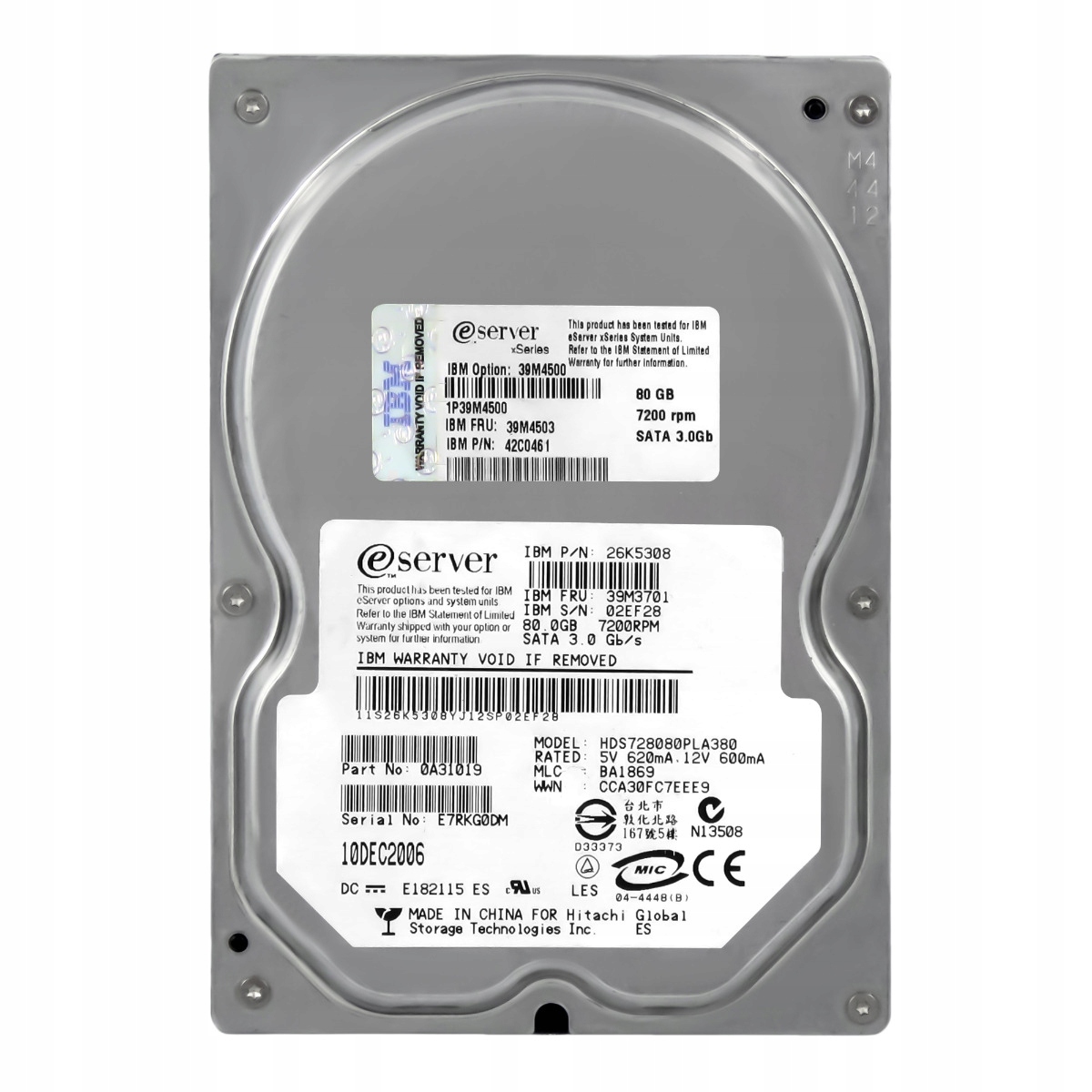 Ibm 39M4503 42C0461 80GB 7.2K 8MB Sata II 3.5'' HDS728080PLA380
