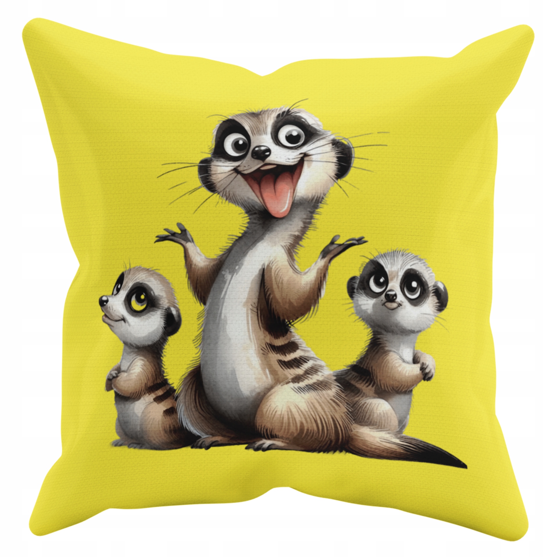 POSZEWKA NA PODUSZKĘ JAŚKA DO PRZEDSZKOLA SURYKATKI + IMIĘ GRATIS Kolor dominujący odcienie żółtego i złota