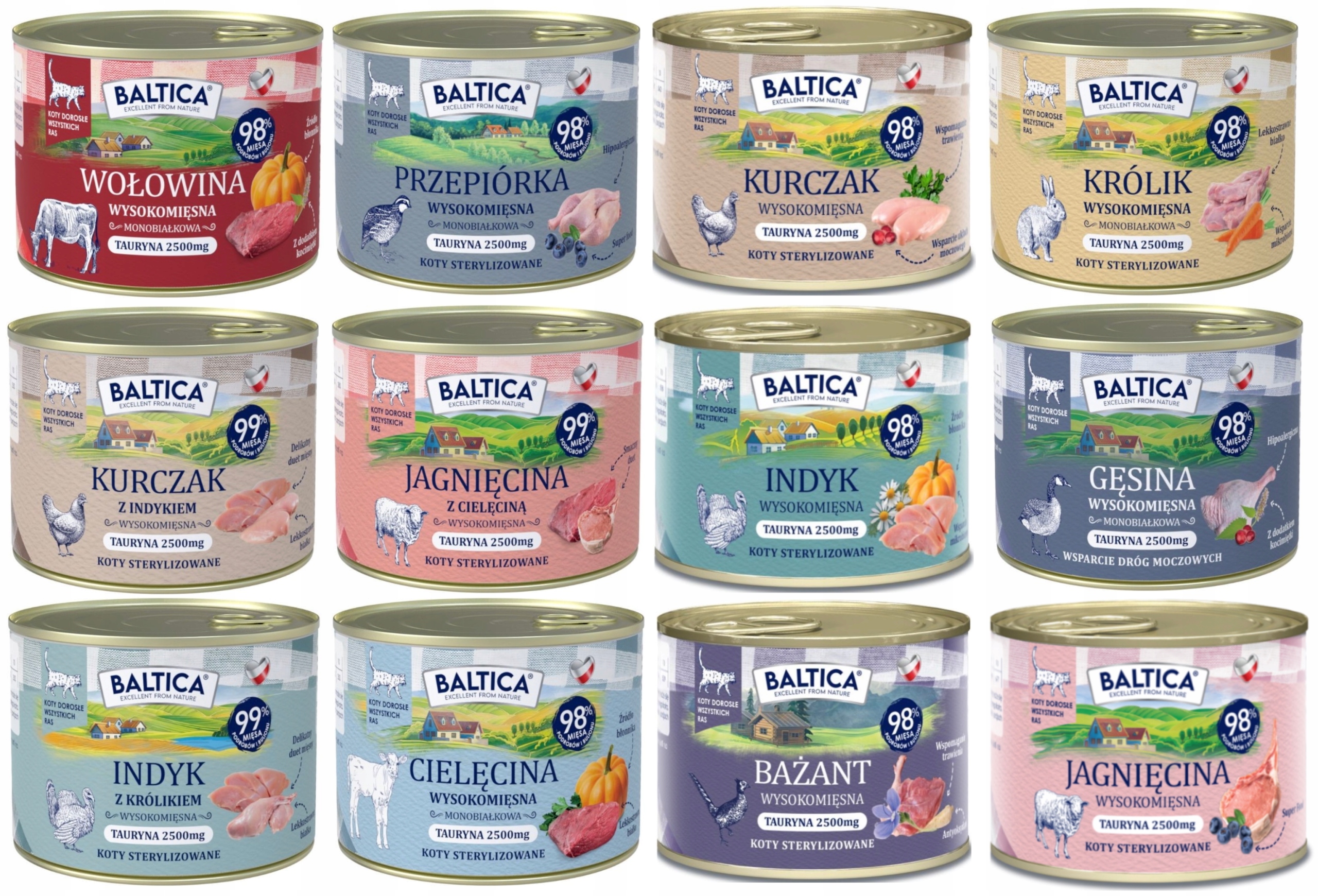 Karma mokra dla kota Baltica Smaki Regionów MIX Smaków puszka 12 x 185g