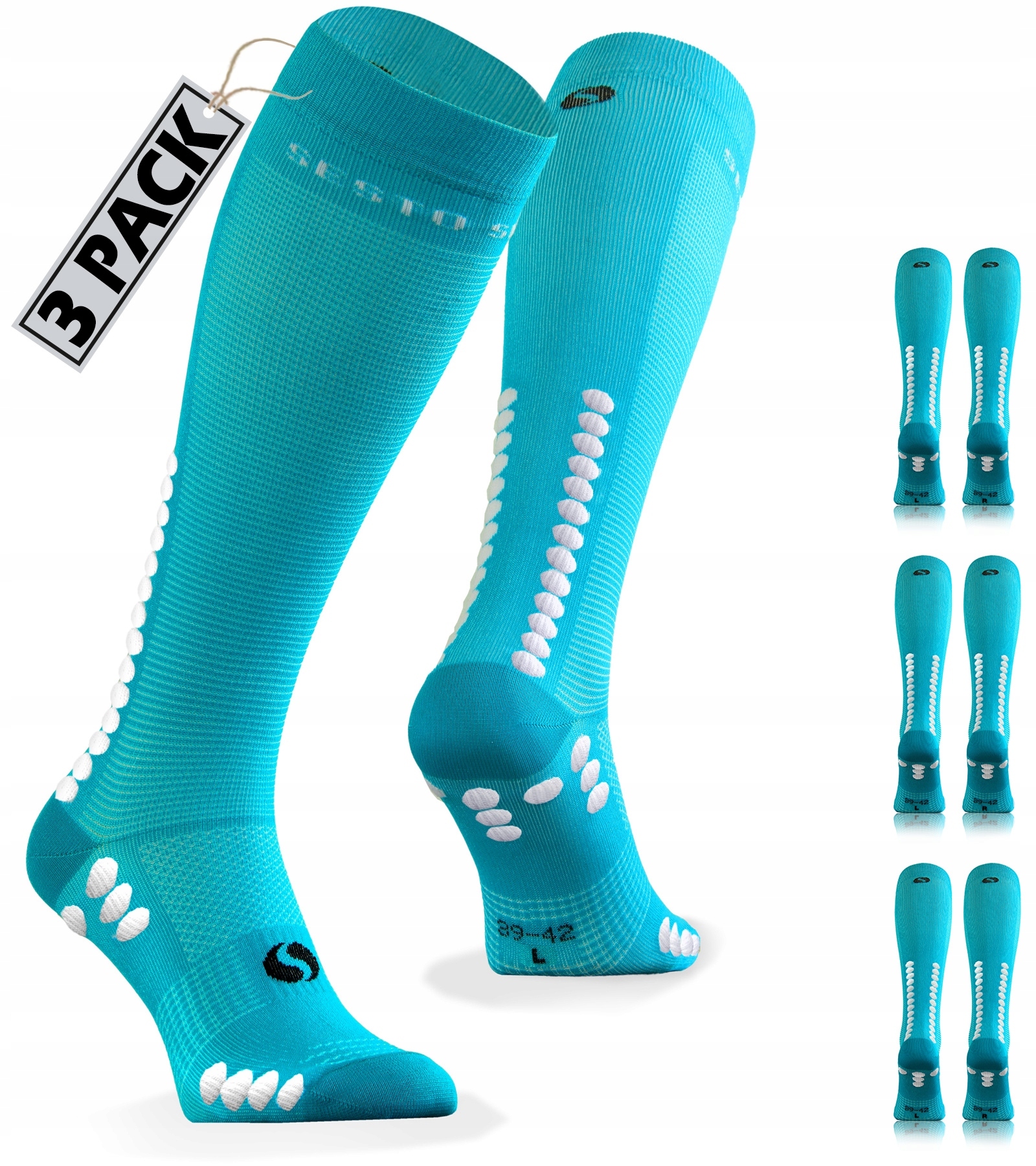 Sesto Senso 3 pary skarpet wysokich do biegania 39-42 niebieskie