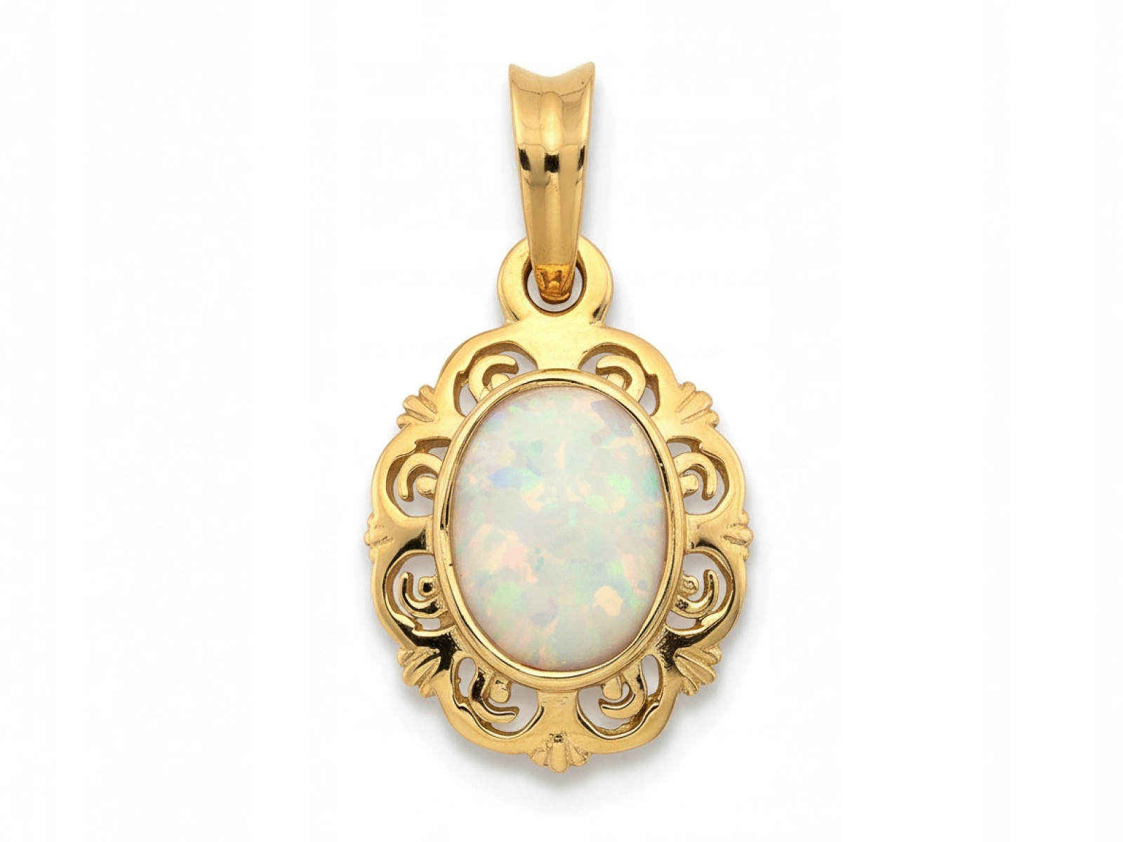 Zlatý přívěsek 585 s oválným opálem, elegantní, jemný, 1.43 g jako dárek