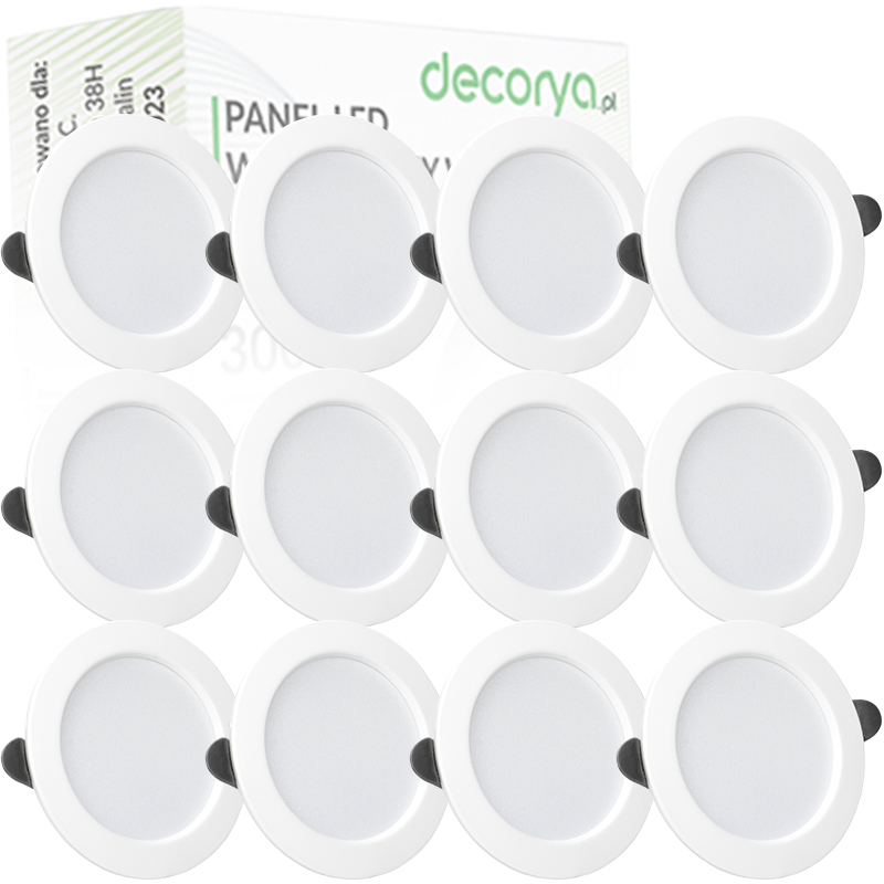 12x Płaski Panel Led Podtynkowy Slim Lampka Sufitowa Wpuszczana 6W 3000K